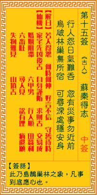 观音灵签 第15签:苏秦得志