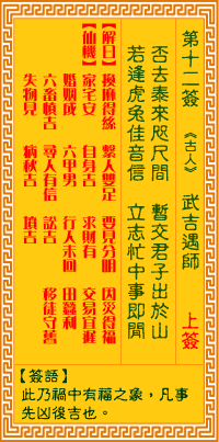 观音灵签 第12签:武吉遇师