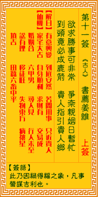 观音灵签 第11签:书荐姜维